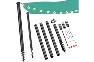 Kinchoix 2 Pack 10Ft Shade Sail Poles, Outdoor Sun Shade Cloth Pole Kit with D-clamp Heavy Duty Metal Post for Sun Shade Sail String Light Garden Yard Backyard Grassland