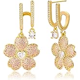 Gold Hoop Dangle Stud Earrings for Women Dainty Western Jewelry Accessories Gifts Statement Elegant Unique Clover Evil Eye Snowman Snowflake Anchor Starfish Seashell North Star Earring