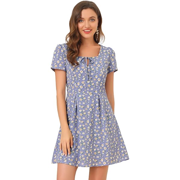 women's london times printed midi a-line dress A-Line Flowy Long Sleeve Tie V Neck Pleated Midi Dress, Dark Green / XS