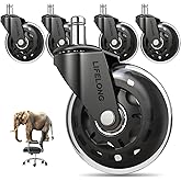 Office Chair Wheels Replacement Rubber Chair casters for Hardwood Floors and Carpet, Set of 5, Heavy Duty Office Chair caster