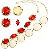 Haysandy 5 Pcs Red Gem Waist Belt Women Waist Chains with Gem and Round Acrylic Rhinestones for Halloween Cosplay Accessories