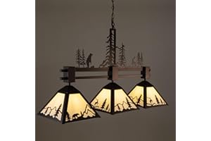 TOCHIC 45" Pool Table Light for 7' 8' Pool Table, 3 Lights Rustic Billiards Light Fixtures, Billiard Table Light Hanging Lighting Fixture for Snooker Game Room Cave Club Bar Dining Room Kitchen Island