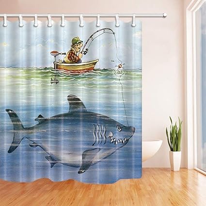 Amazon Com Cdhbh Whale Decor Man Fishing In The Boat Shower