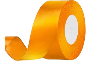 Showin Double Face Polyester Satin Ribbon Orange,1-1/2"x Continuous 50 Yards, Use for Bows Bouquet, Gift Wrapping,Wedding,Floral Arrangement & Other Projects