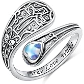 YinShan Adjustable Spoon Ring with Message for Men Women Boys Girls 925 Sterling Silver Oxidation Vintage Rings for Friends Religious Christmas Gifts