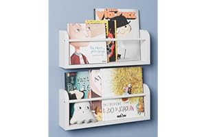 ART-GIFTREE Tall Nursery Floating Book Shelves, 2-Pack White Wall Book Shelf for Kids Rooms, Nursery Furniture Ideal for Kids & Toddler, Child-Safe Edges & Space-Saving Wall Mount Decor