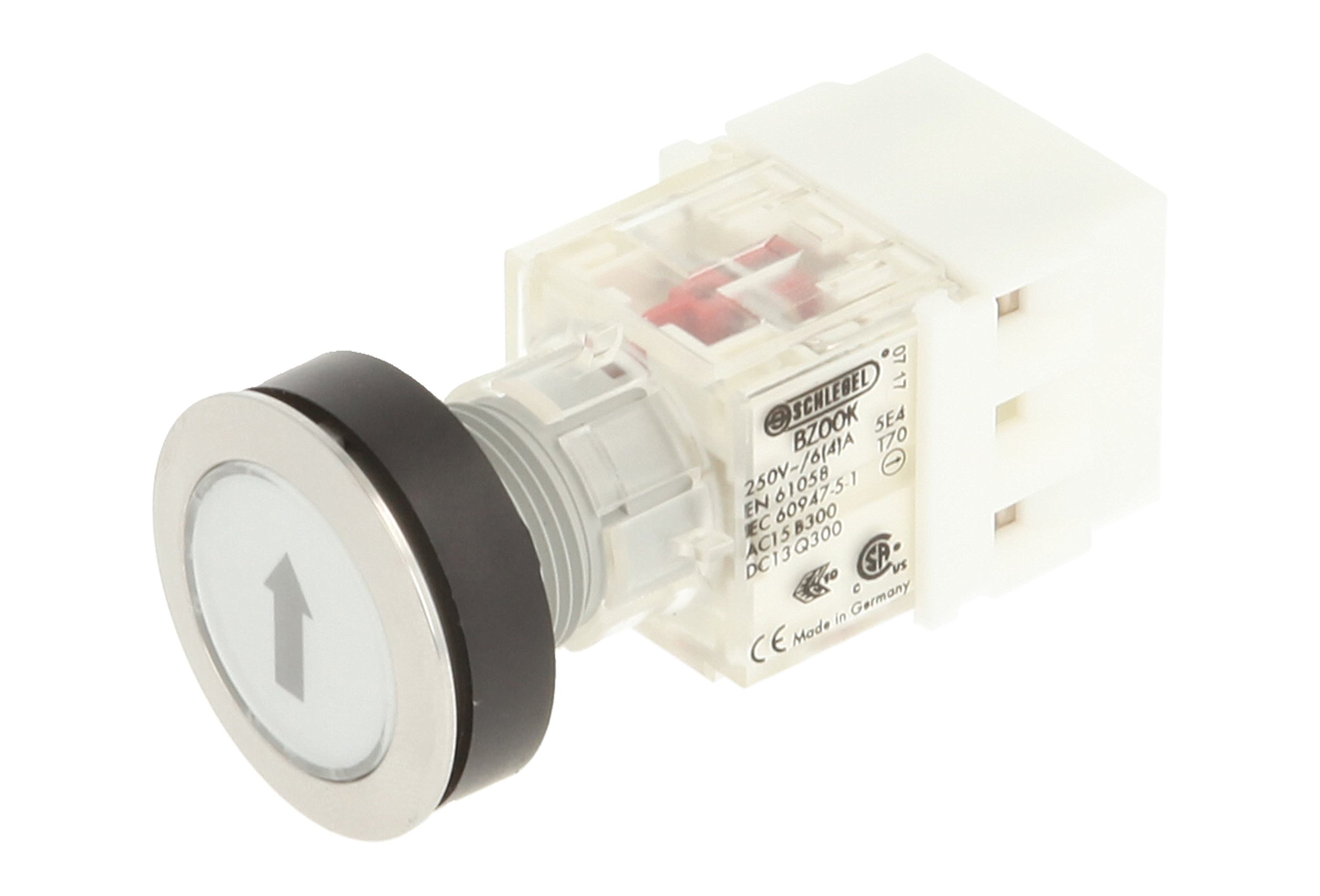 Schlegel 23.000.545 Push Button Stainless Steel, Clear Button Cap, Identification Plate Arrow, Push Contact Sensor 2 Openers, Screw Connection