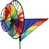 Premier Kites Triple Spinner Rainbow &ndash; Eye-Catching Garden Spinner with Colorful Triple Wheels, Durable Weather-Resistant Fabric, Easy Assembly, Outdoor D&eacute;cor for Patios, Lawns, Gardens, &amp; Yards