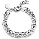 CIUNOFOR 14K Gold Plated Link Chain Bracelets for Women, Dainty Silver Beaded Stackable Bracelet, Trendy Charm Jewelry for Her, Fits 6.0”–8.0” Wrists