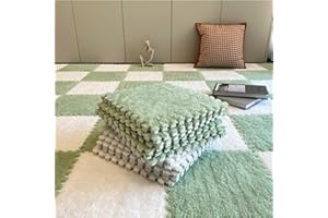 Plush Foam Interlocking Floor Mat - Foam Plush Square Interlocking Carpet Tiles,Multi-Purpose Puzzle Rug Carpet for Playroom,