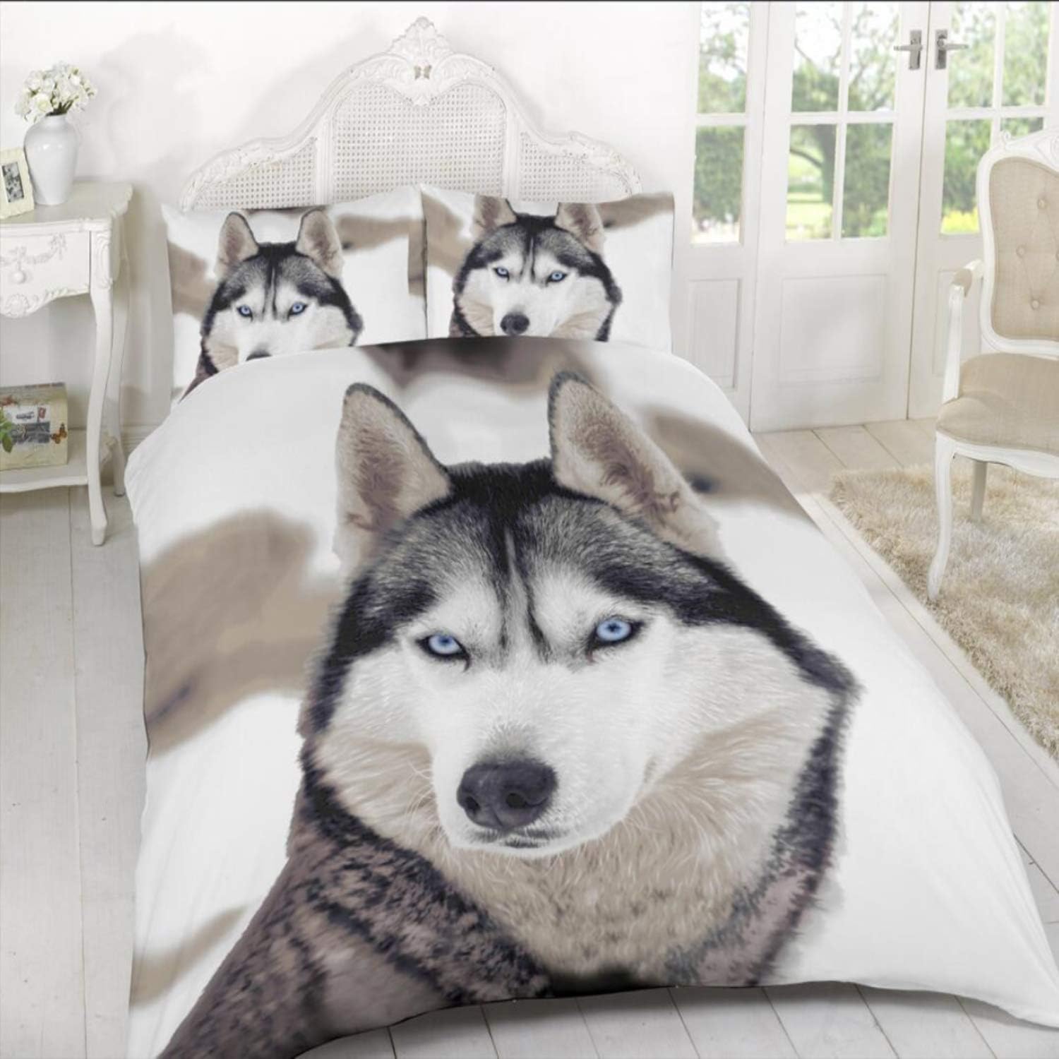 Iyan Linens Ltd 3D Animal Print Design Comfortable Duvet Cover Quilt Bedding Set(Wolf,Single)