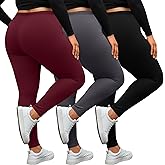 Evervibe 3 Pack Women's Plus Size Leggings High Waisted Stretchy Yoga Pants Workout Running Soft Leggings