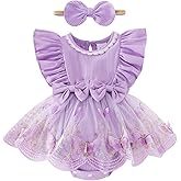 TOKIAGO Baby Girl Clothes Newborn Summer Outfits Butterflies Embroidery Tulle Ruffle Sleeveless Infant Romper 0-18 Months