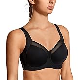 SYROKAN High Impact Sports Bras for Women High Support Unlined Underwire Racerback No Uniboob Workout Bra