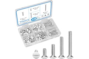 Yinpecly 120 PCS White Wall Plate Screws Kit,#6-32 Thread Outlet Cover & Switch Plate Fasteners with 4 Lengths (3/8", 1/2", 3/4",1") for Electrical Outlets,Light Switch Plates,and Faceplate Mounting