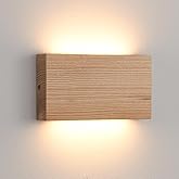 Wood Wall Sconce Indoor Wall Lights Hardwired 1 Pack Up and Down Wall Mount Light for Living Room Bedroom Hallway Corridor Co
