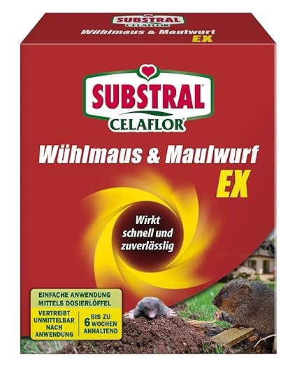 Substral Celaflor Wühlmaus & Maulwurf Ex Stop, Vertreiber Granulat gegen Wühlmäuse und Maulwürfe mit Sofortwirkung, Bekämpfun