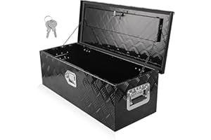 PRUNkuar 30" X 13" X 10" Heavy Duty Aluminum Tool Box Truck Bed Tool Box for Pickup, Truck Bed, RV, Trailer, Black