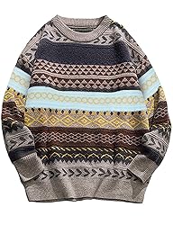 Flygo Men's Vintage Grandpa Sweater Crewneck