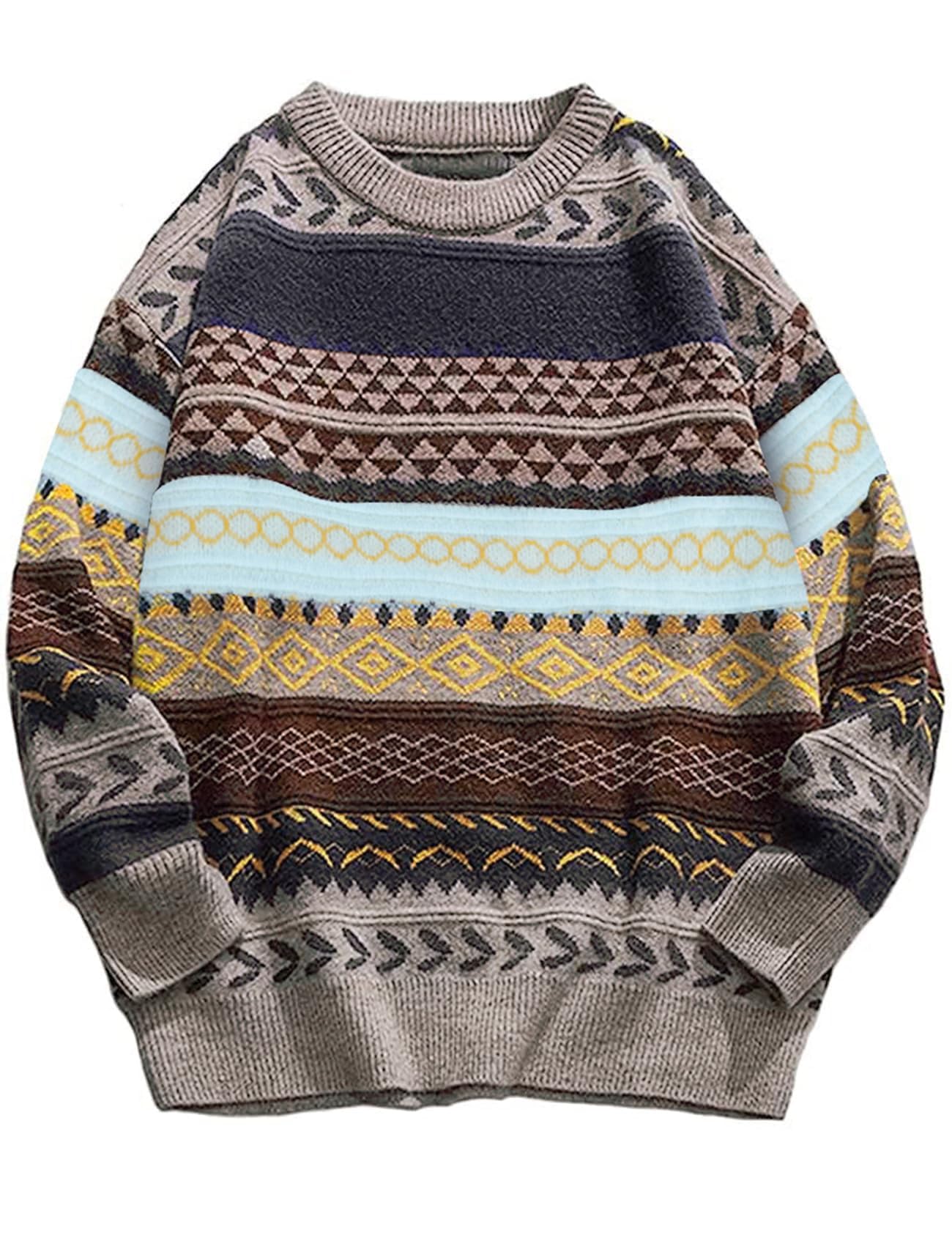 Flygo Men's Vintage Grandpa Sweater Crewneck