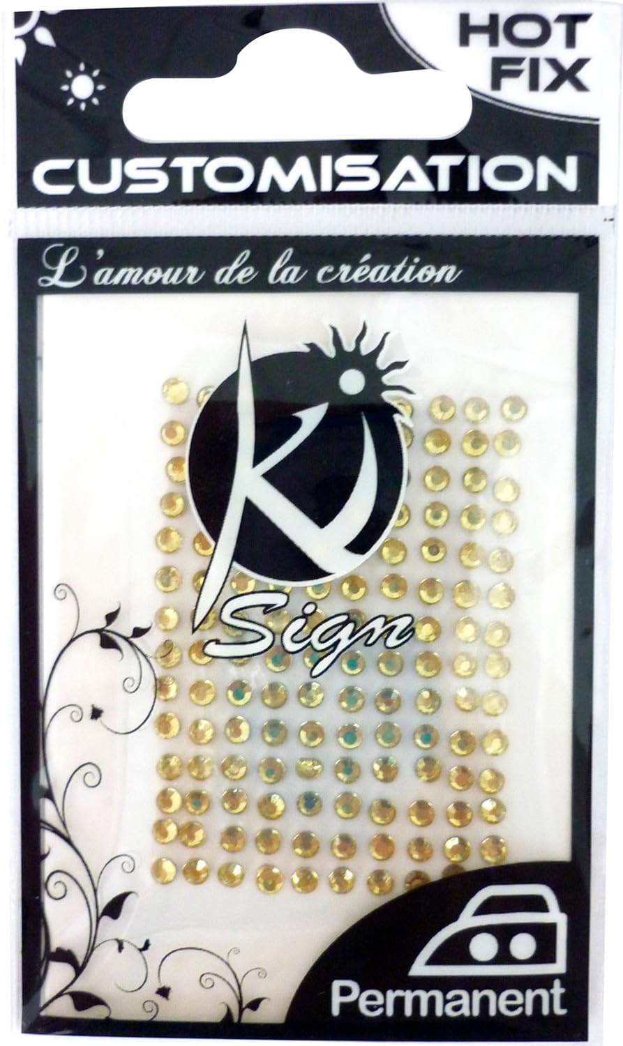 Hot Fix Fashion Rhinestones round ø 3 mm 140 pcs. gold, Acrylic, 21 x 15 x 1 cm