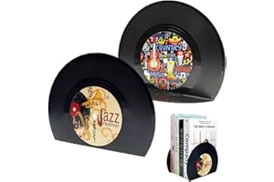 CHOOSEYO Modern Bookends for Shelves,Retro Vinyl Record Bookends - Vintage Music Decor Bookend Set, Unique Decorative Book Stopper for Home Office & Gifts for Music Lovers(Jazz)