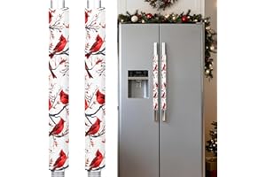 PARDICK Christmas Refrigerator Door Handle Covers Set of 2, Cardinal Birds Fridge Handle Cover Washable Fridge Dishwasher Oven Door Decor Protector Handle Cover, Keep Your Kitchen Appliance Clean