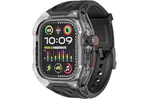 VeveXiao Transparent Designer Rugged Case with Band Compatible with Apple Watch Ultra 2 49mm Bands,Luxury Crystal Clear Military Protective Cover Bumper Tactical for iWatch Ultra 49mm Men Women Strap