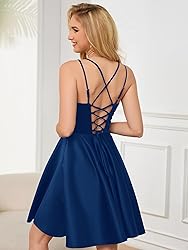 GOOSPRAN Short Prom Dress Satin for Teens Strap