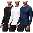 DEVOPS 3 Pack Men's UPF 50+ Long Sleeve Compression Shirts Quick Dry, Cool Gear for Garage Garden Gym Yard and Workouts