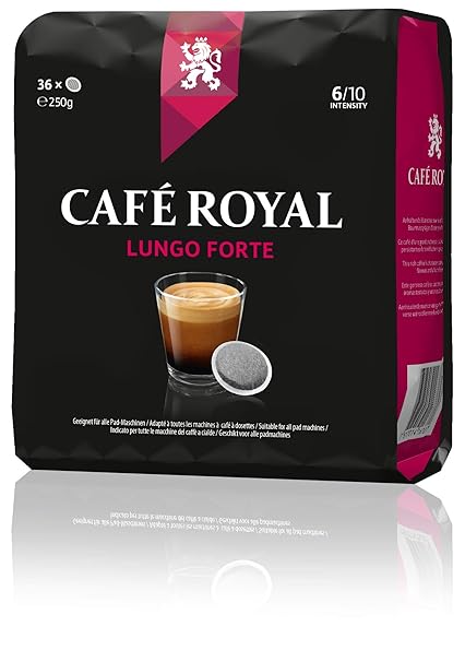 Café Royal Lungo Forte 180 kompatible Kaffeepads (für Senseo, Intesität 8/10) 5er Pack (5 x 36 Kaffee-Pads)
