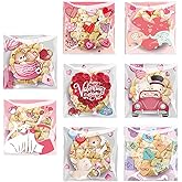 200 PCS Small valentines day Cellophane Treat Bag,valentines Clear Self Adhesive Candy Bags,Plastic Cookie Bags Goodie Bags for Party Favor Supplies