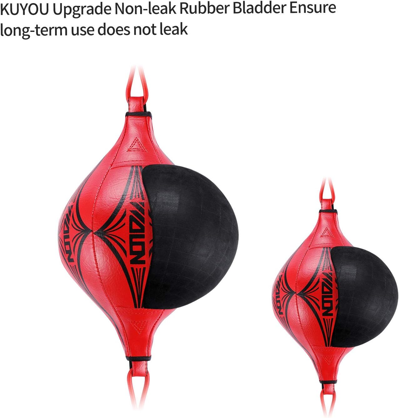 KUYOU Double End Ball with Pump Boxing Ball Speed Training Ball Leather Speed Bag Punching Dodge MMA with Ring Locking for Training Gym Exercise Agility (Red) : Sports & Outdoors