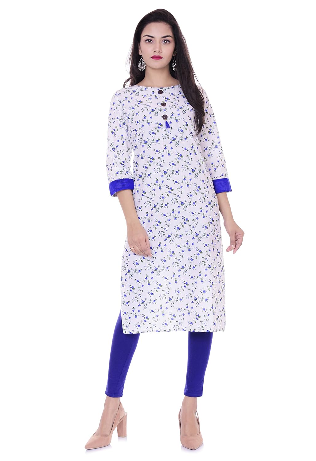fashion cloud yellow floral printed cotton kurti