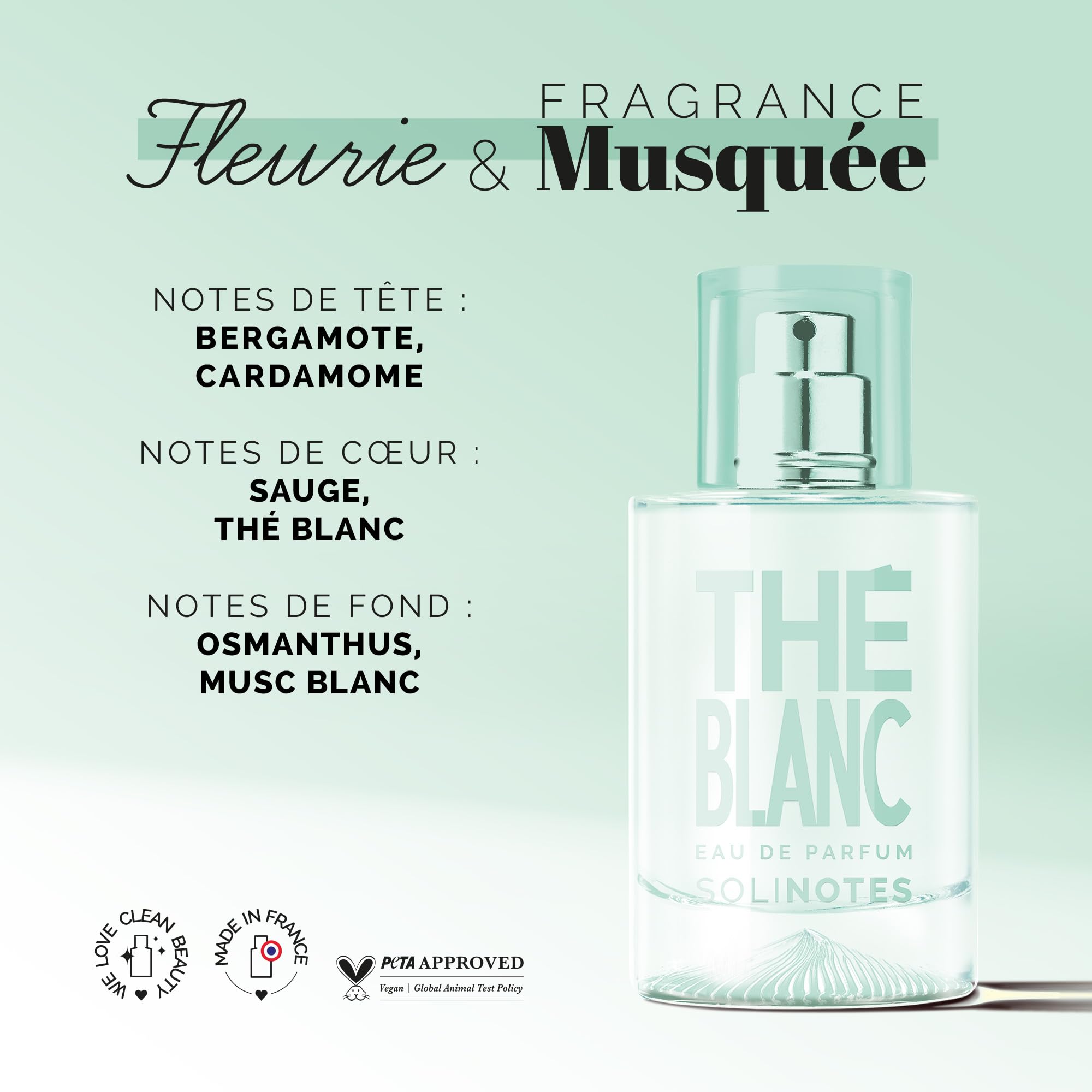 SOLINOTES White Tea Perfume for Women - Eau De Parfum | Delicate Floral and Soothing Scent - Made in France - Vegan - 1.7 fl.oz