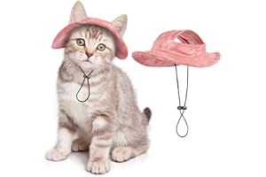 SETSBO Cat/Dog Hat for Cats Only with Adjustable String Pet Hat Small Pet for Small and Medium Cats Birthday Party Costume Decoration (Small, Pink)