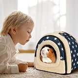 Pantula Warm Guinea Pig Bed House Cave Cozy Hideout Blue Star view 8