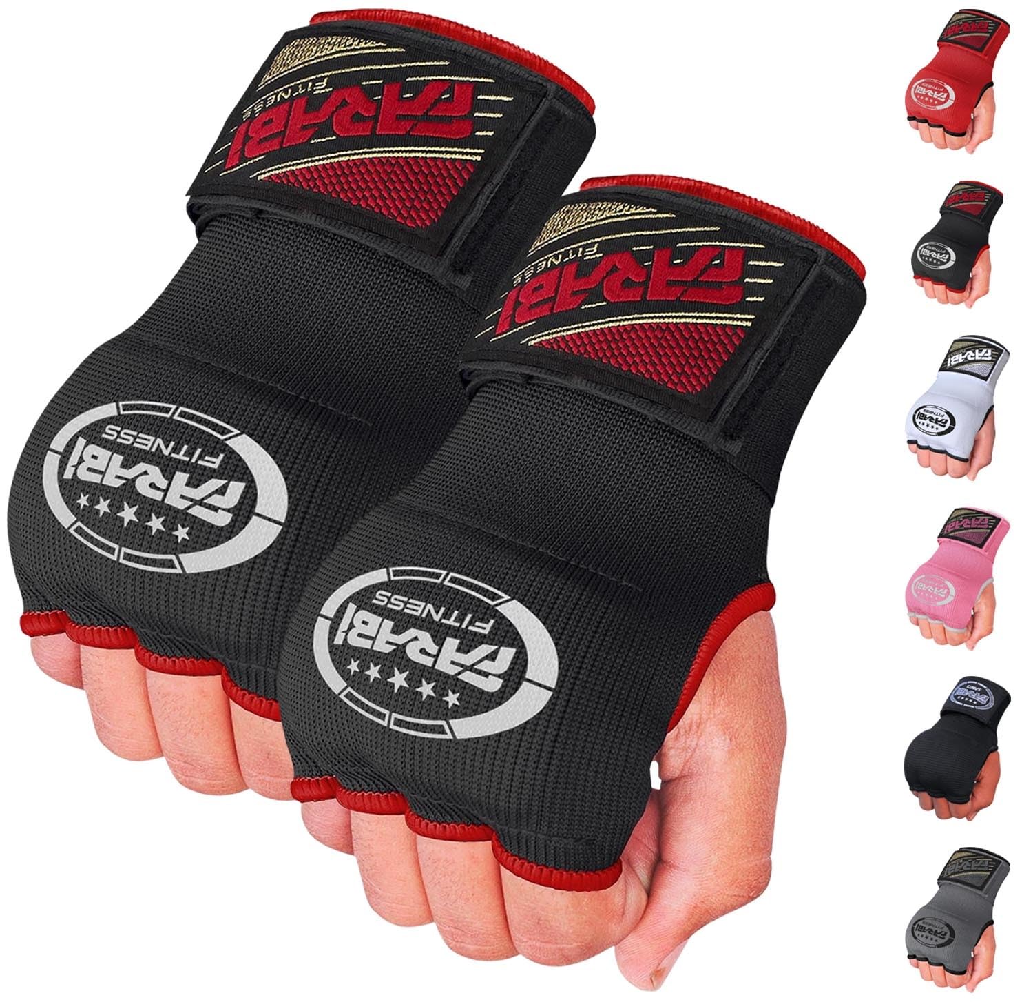 Farabi Kids Junior Inner Hand Wraps Gloves Easy Gel Padded Boxing Wraps with Wrist Wraps Pair (Black)