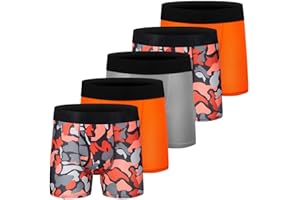 CSYER Boys Cotton Boxer Briefs Underwear Mesh Performance Sport Boxer Briefs for Big Boy with Fly 5 Pack