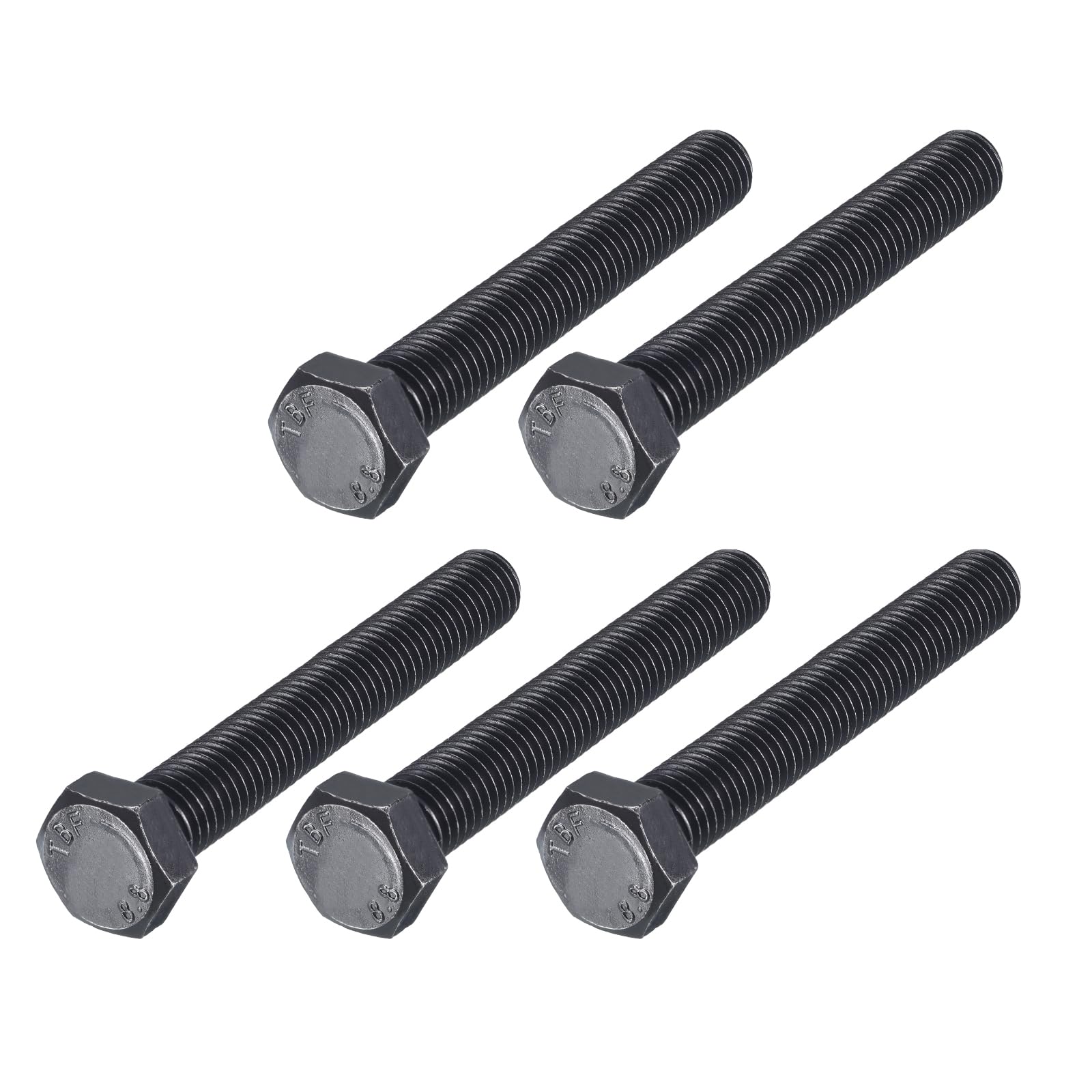 METALLIXITY Hex Bolts (M12-1.75x90mm) 5Pcs, 8.8 Grade Carbon Steel Fully Threaded Black Oxide, Coarse Thread UNC Hex Head Screw Bolt - for Furniture Repair