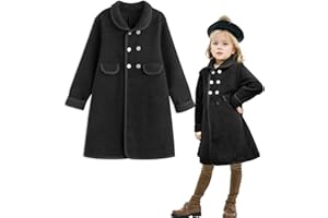 Simplee kids Girls Dress Coat Lapel Button Winter Jackets Coats Long Sleeve Outerwear with Pockets 4-14Year