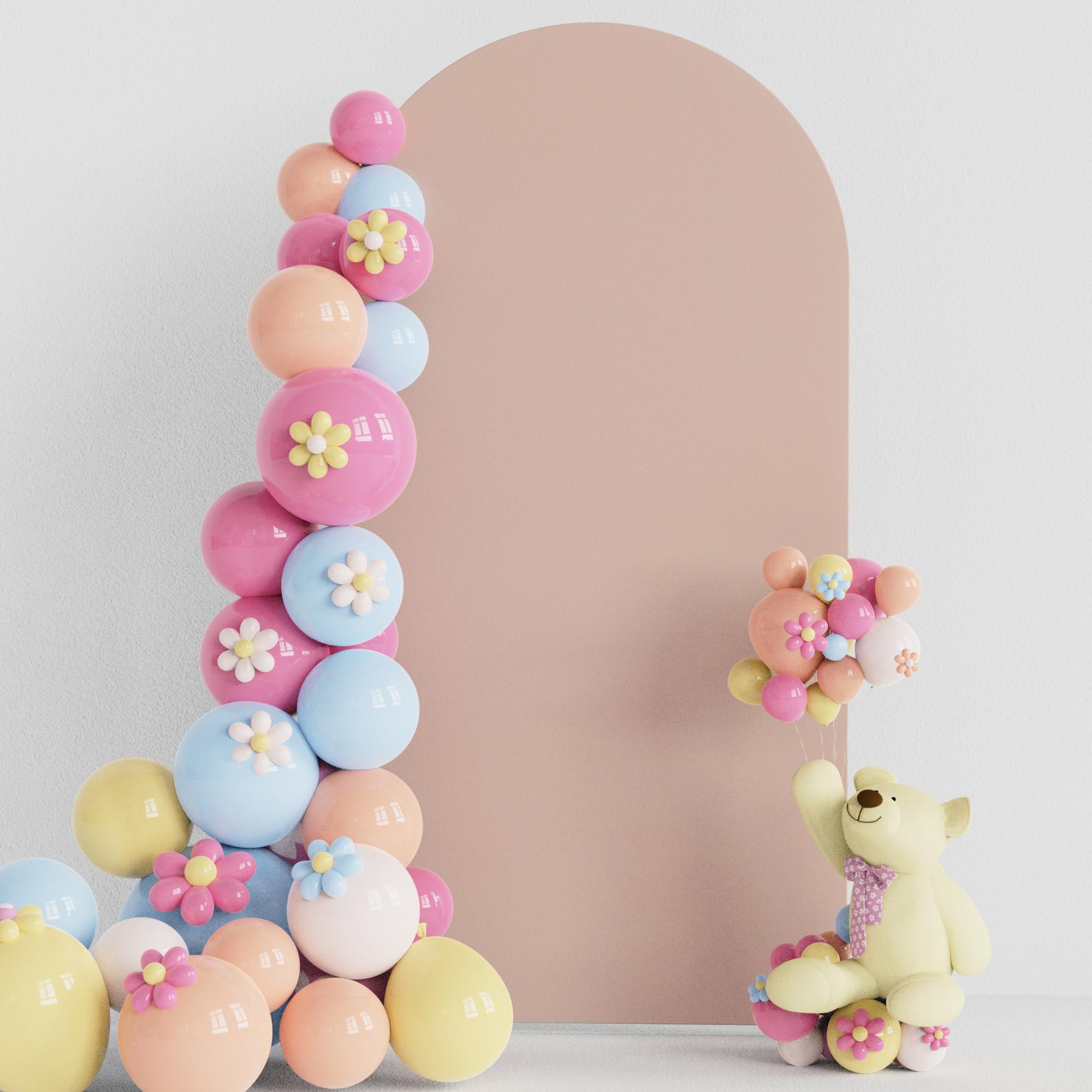Photo 1 of Putros Wedding Arch Cover 6.6FT Nude Spandex Fitted Round Top Chiara Backdrop Stand Covers for Wedding Birthday Party Decoration