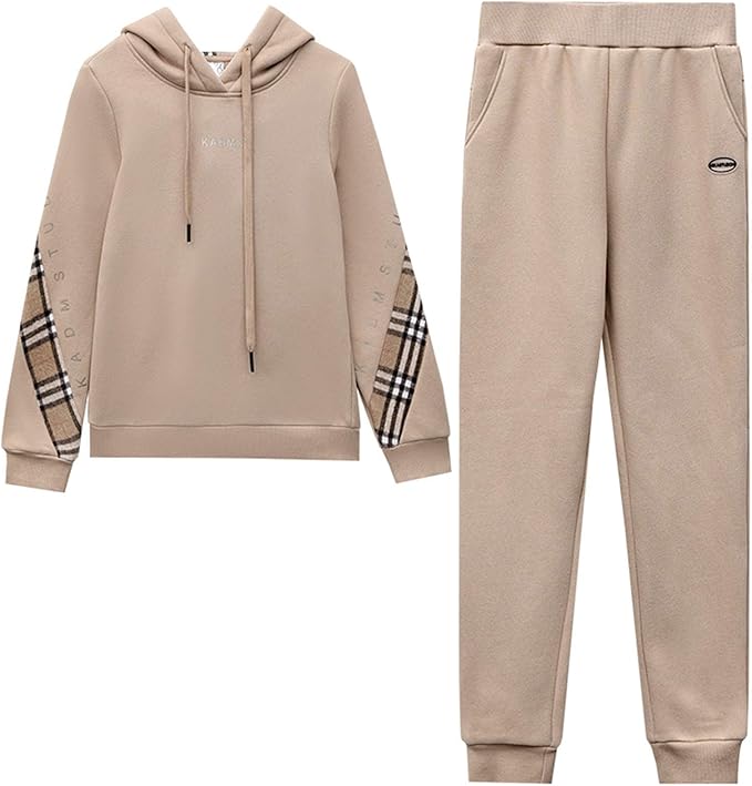 Women Cotton Tracksuit Jogging Suit 2pcs Sport Outfit Set(Hooded