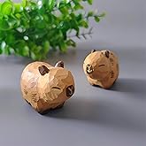 ShaoAngDuoMi Small Hand-Carved Wooden Standing Capybara Figurines, 2-Pack Mini Handmade Capybara Statues for Desk & Home Decor, Gift for Animal Lovers