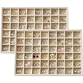 KATISYIO Large Velvet Jewelry Tray 2 Pack Stackable Jewelry Display Drawer Inserts Trays Organizer for Earring Bracelet Necklace Ring (Beige, 48 Grids)