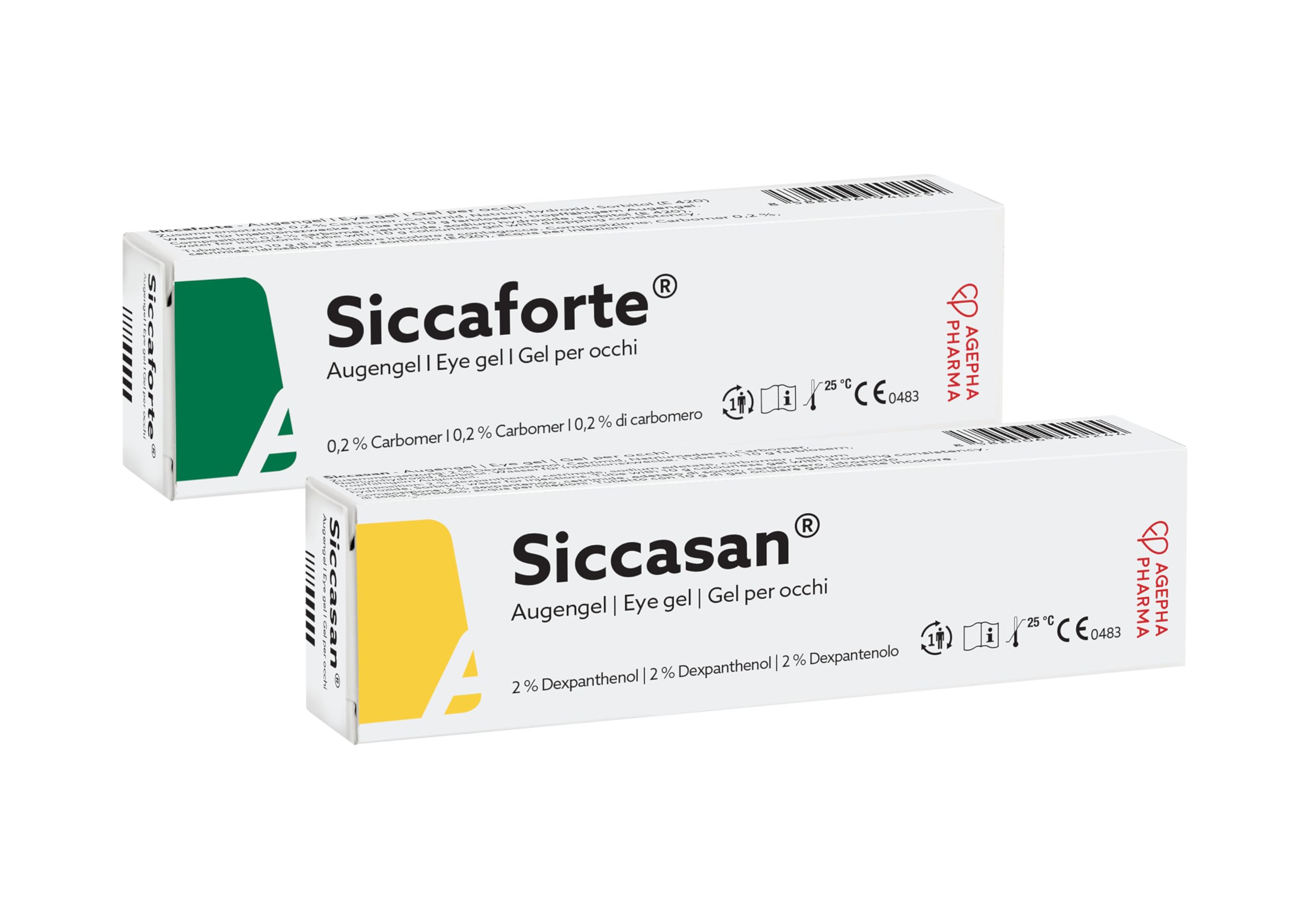 Siccaforte & Siccasan Eye Gel for Dry Eyes | for Day & Night Use | Intensive Dry Eye Gel with Carbomer & Dexpanthenol | Corneal Gel & Eye Lubricant | Hydrates Dry Eyes | Soothes Sore and Red Eyes.