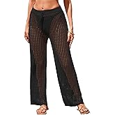 BreathSunny Womens Slim Fit Crochet Knit Beach Coverup Pant Summer 2026 Trendy Elastic Waist Bathing Suit Cover Up Pants