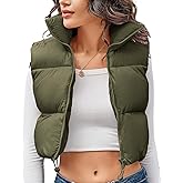 Kissonic Women's Cropped Puffer Vest Lightweight Fluffy Vest Sleeveless Warm Winter Outerwear