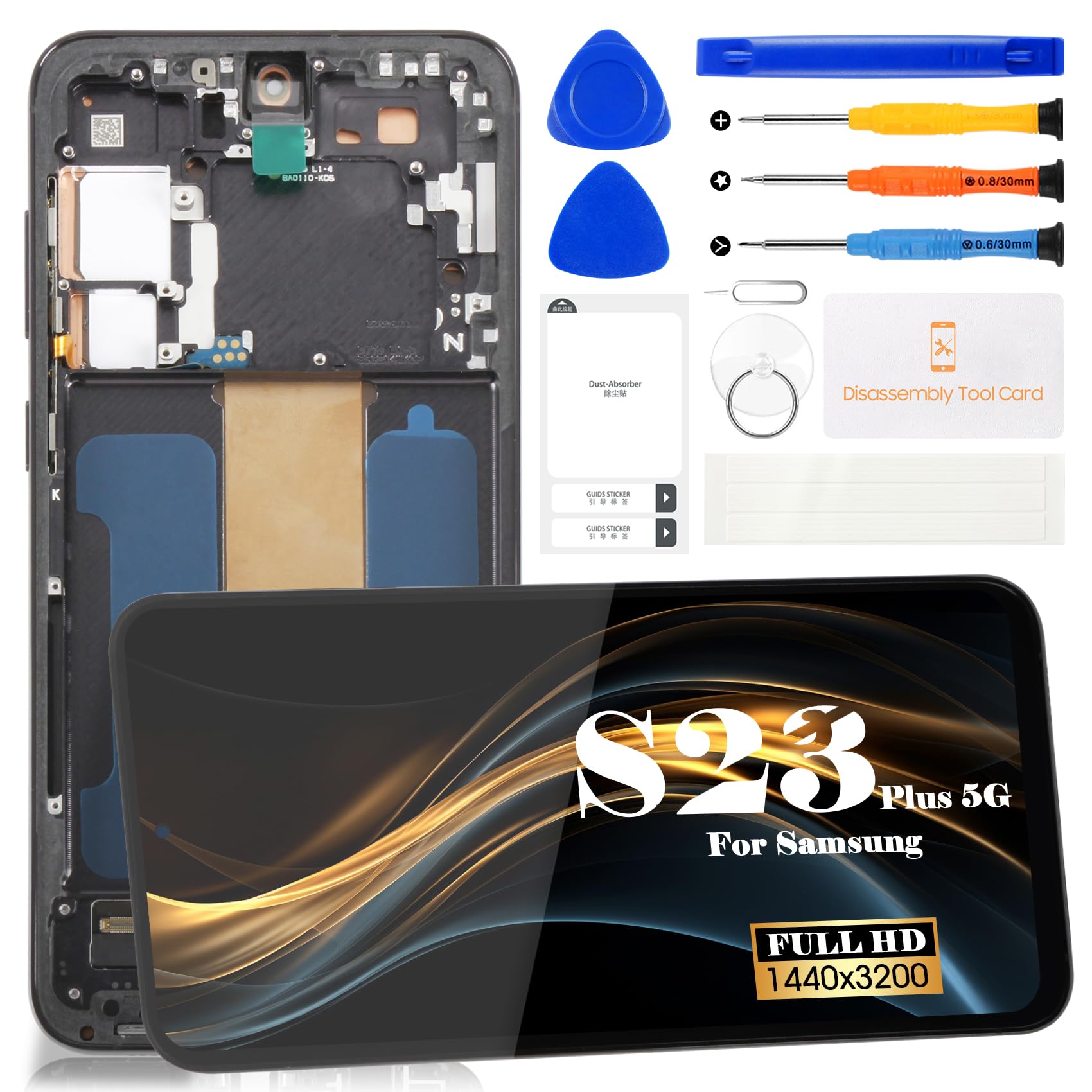 Photo 1 of [US Version] Incell for Samsung Galaxy S23 Plus Screen Replacement for Samsung SM-S916U Screen Replacement Digitizer Touch Display Assembly with Frame (Not for SM-S916B) (Black)