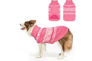 SCENEREAL Dog Sweaters for Large Medium Small Dogs, Soft, Warm Turtleneck Puppy Clothes Sweatshirt, Knitted Ugly Dog Christmas Outfits, Argyle Xmas Pet Cold Weather Coat for Girls Boys